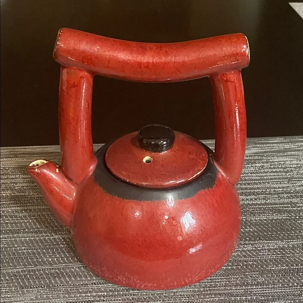 Pier 1 Shanghai Earthenware Teapot. Asian inspired, Antique “Chippy” Style.